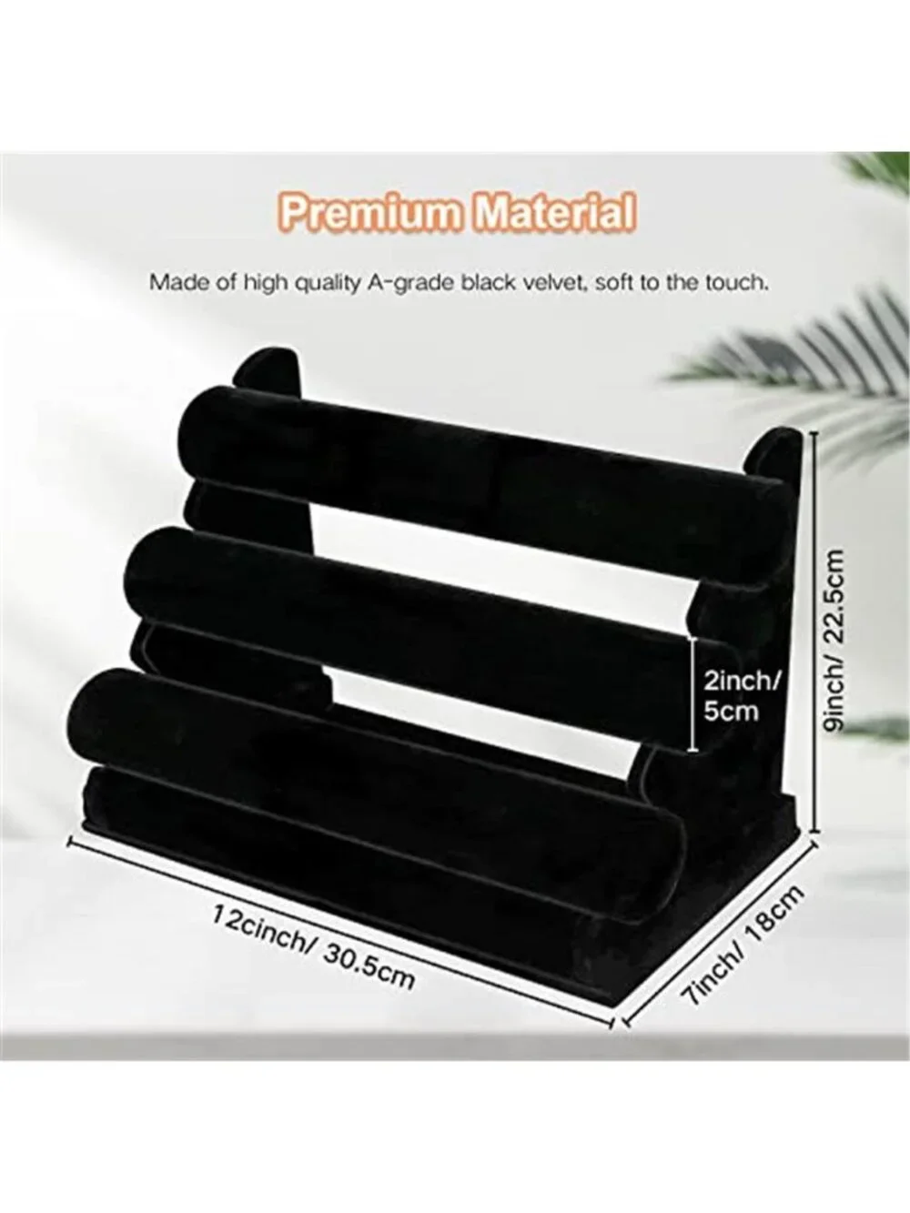 Velvet Bracelet Holder with 3 Tier Rack, Black Detachable Jewelry Display Stand